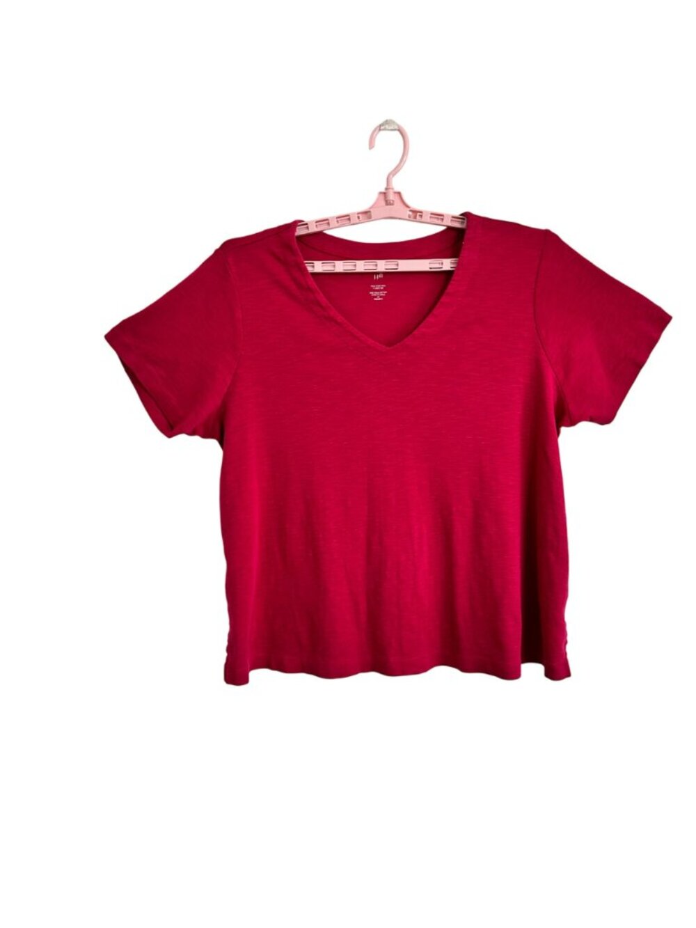 J.Jill Womens Pima Slub Knit V Neck Tee 2X 100% Pima Cotton Pink Beachy Vacation - Picture 2 of 12
